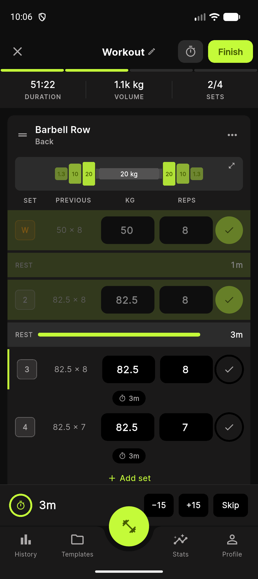 Mark a set complete.